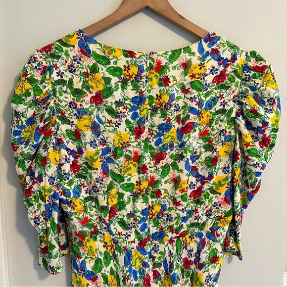 Saloni Floral Lemon Mini Dress 8 - Picture 8 of 16